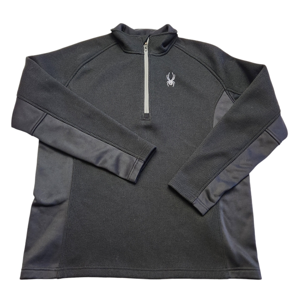 Spyder Sweater Mens Black Outbound 1/4 Zip Pullover Knit Long Sleeve Size XL